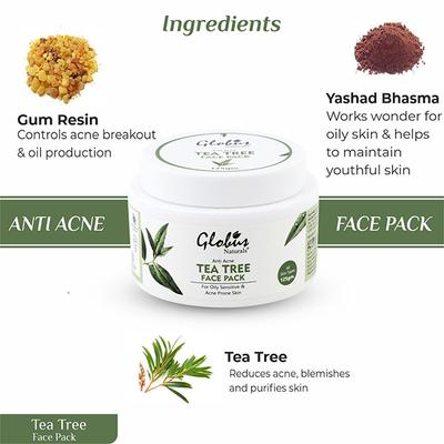 Globus Naturals Tea Tree Anti Acne Face Pack 125 gm - Face Packs