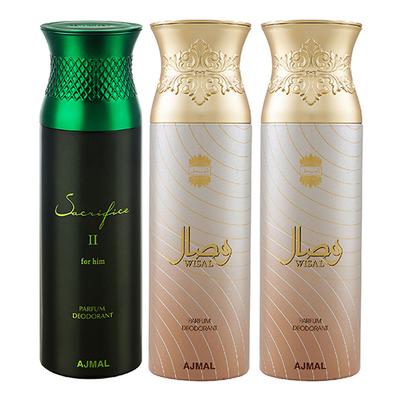 Ajmal Sacrifice II Wisal Deo Wisal Deodorant Spray (Pack of 3) 200 ml - Perfumes (Edt/Edp)
