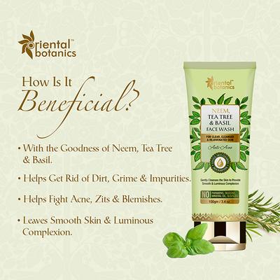 Oriental Botanics Neem, Tea Tree and Basil Face Wash 100 ml - Face Wash & Cleansers