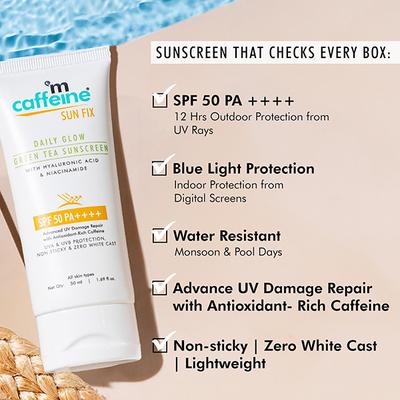 Mcaffeine Green Tea Lotion Sunscreen Spf 50 Pa ++ 50 ml - Body Sunscreen