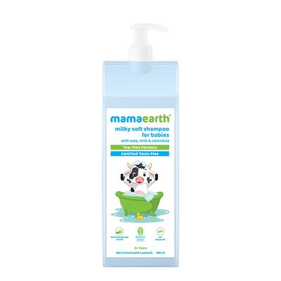 Mamaearth Milky Soft Shampoo for Babies with Oats Milk & Calendula PH Balanced, 0+ Year 400ml - Baby Shampoo