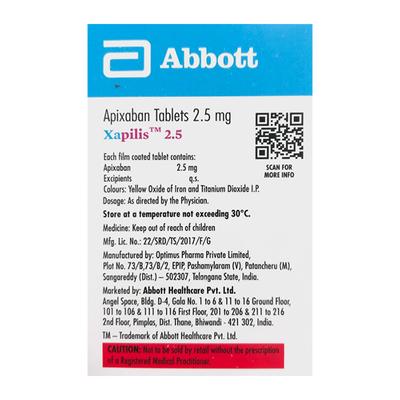 XAPILIS 2.5 Tablet 10's - Blood Clot-Ant