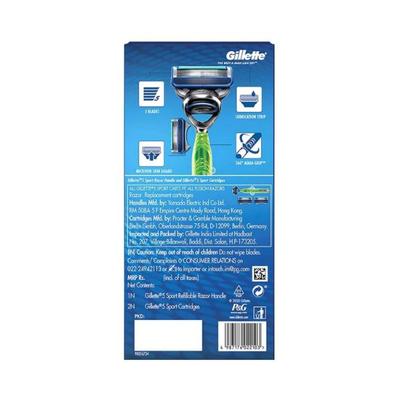 Gillette5 Sport 360 degree Aqua-Grip for Men with Single Razor Handle & 2 Cartridges 1's - Razors & Cartridges