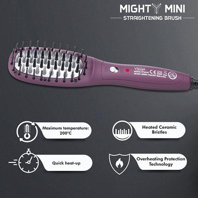 Vega Professional Mighty Mini Hair Straightening Brush, (VPVMS-08) 1's - Hair Dryers