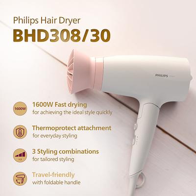 Philips Hair Dryer 1600W Thermoprotect AirFlower (BHD308/30) 1's - Hair Dryers