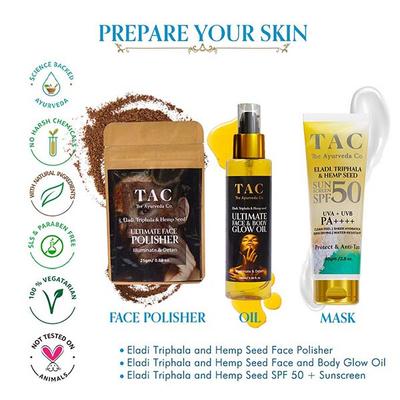 TAC The Ayurveda Co. Eladi, Triphala & Hemp Seed SPF 50 UVA+UVB PA++++ Sun Screen 80 gm (N) - Personal Care (Ayush)