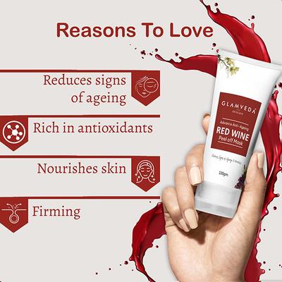 Glamveda Red Wine Advance Anti Ageing Peel Off MaskGlowing Skin & Blackheads Removal 100 ml - Masks & Peels