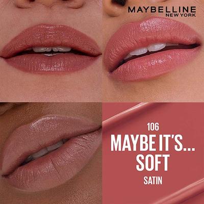 Maybelline New York Serum Lipstick (Satin) 8Hr Hydration+one-swipe bold color - 106 Maybe It's Soft 4.3 g - Lipsticks