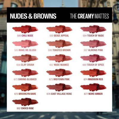 Maybelline New York Color Sensational Creamy Matte Lipstick, 818 Dynamic Brick 1's - Lipsticks