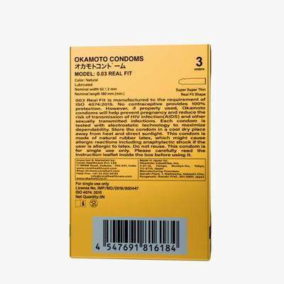Okamoto 003 Real Fit Condoms 3's - Plain/Flavoured Condoms