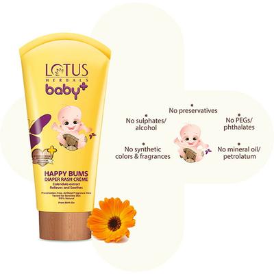 Lotus Herbals Baby+ Happy Bums Diaper Rash Creme 100 Gm - Rash Creams