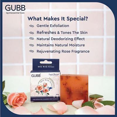 GUBB Fresh Bloom Handmade Bathing Soap With Rose & Petals 100 gm - Soaps