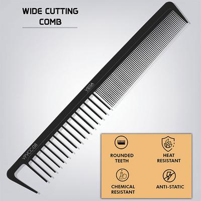 Vega Professional Wide Cutting Comb (Carbon Anti-Static Black Line Hair Comb) (VPVCC-08) 1's - Hair Combs