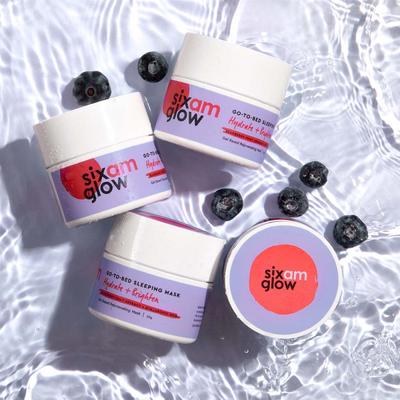 Sixam Glow Go-To-Bed Sleeping Mask, Gel Based Brightening Mask with Hyaluronic Acid 50 gm - Masks & Peels