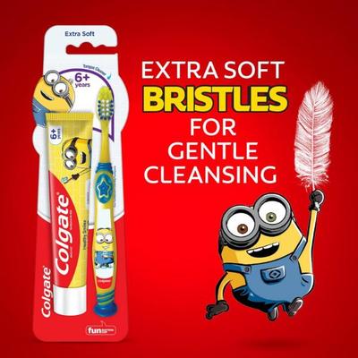 Colgate Minions (6+ Years) Extra Soft Toothbrush 1's + Toothpaste (Bubble Fruit Flavour) 40 g - Toothbrushes