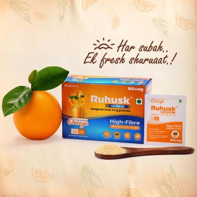 Rusan Ruhusk Ispaghula Husk 3.5 g Sachets - Orange Flavour 30's - Indigestion/Constipation