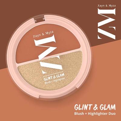 Zayn & Myza Glint & Glow Glam Blush + Highlighter Duo 8 gm - Blush Brush