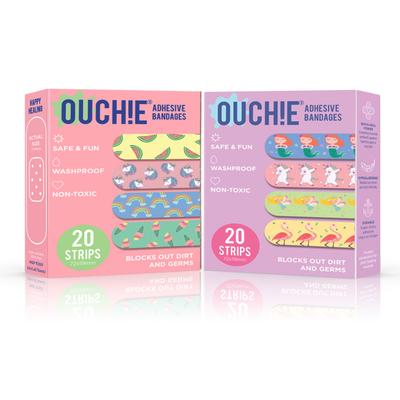 Ouchie Adhesive Kids Bandages 40's - Pink & Lavender (Combo Pack) - Baby Safety