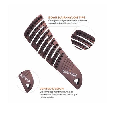 Tash Hair Slick - Portable Detangling Boar Bristle Hair Brush For Wet, Dry, Curly and Straight Hair Copper 60 gm - Hair Brushes