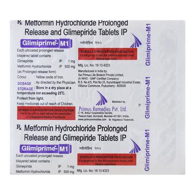 GLIMIPRIME M 1 Tablet 15's - Diabetes-Ant