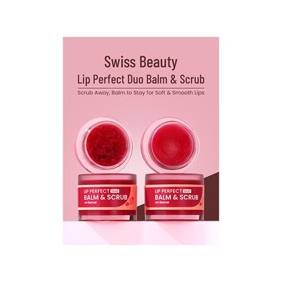 Swiss Beauty Lip Perfect Duo Balm and Scrub with Coffee Extract, Shade- Beetroot, 3.5gm+3.5gm 1's - Lip Balms