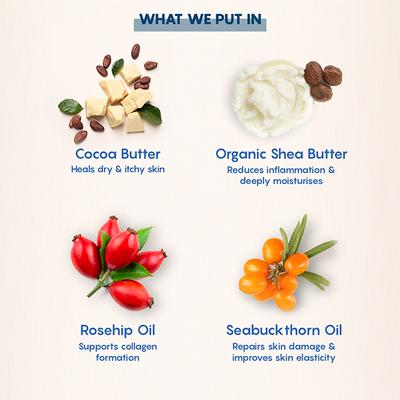 The Moms Co. Body Butter with Shea and Cocoa Butter, Sea Buckthorn and Rosehip Oils Soothes Itchy, Stretching Skin 24Hrs 100gm - Body Butter