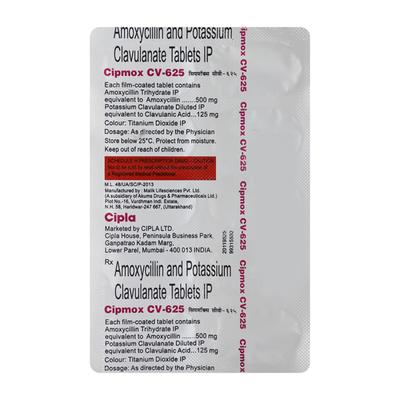 Cipmox CV 625mg Tablet 10'S - Bacterial Infections-Pen
