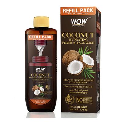 WOW Skin Science Coconut Hydrating Foaming Face Wash Refill Pack 200 ml - Face Washes