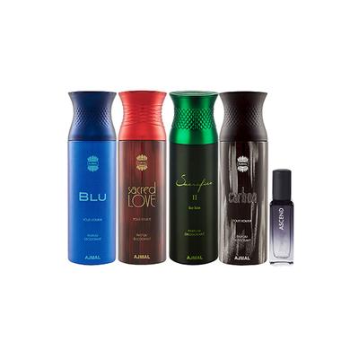Ajmal Blu & Sacred Love & Sacrificeiihim & Carbon Deo & Ascend EDP Pack of 5 20 ml - Women Perfumes (Edt/Edp)