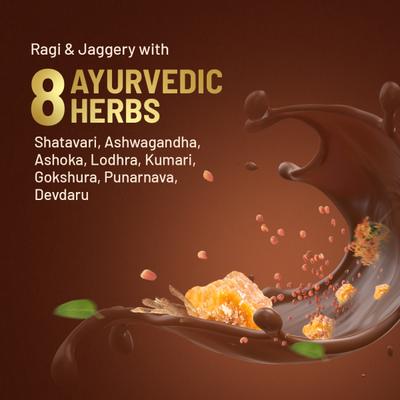 Gynoveda Ayurvedic Hormone Balancer Malt Powder - Ragi & Jaggery Chocolate 250 gm - Herbal Dietary Supplement