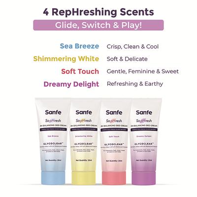 Sanfe So PHresh PH Balancing Deo Cream Dreamy Delight for Underarms Feet Intimates and Skin Folds 20 ml - Intimate Hygiene