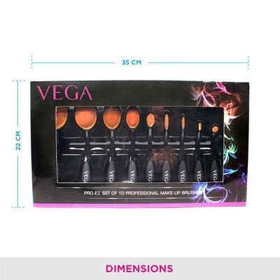 Vega Pro EZ Set Of 10 Professional Make Up Brushes (MBS - 10) 286 gm - Face Brush