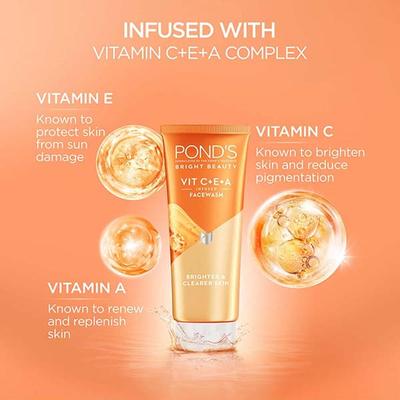 Pond's Bright Beauty Vit C + E + A Gel Face Wash 100 g - Face Wash & Cleansers