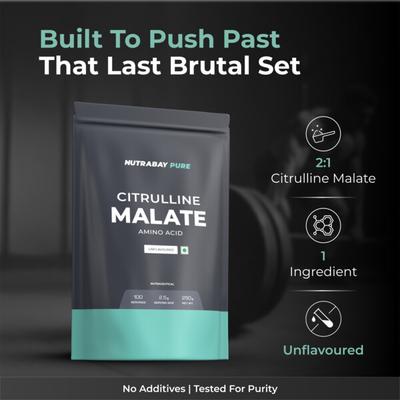 Nutrabay Pure Citrulline Malate Amino Acid Powder - Unflavoured 250 gm - Amino Acids