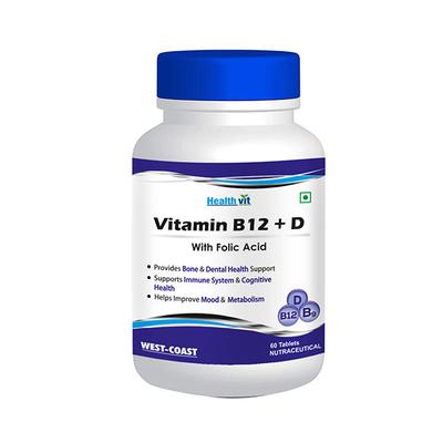 Healthvit Vitamin B12 + D with Folic Acid - Tablets 60's - Multi-Vitamins