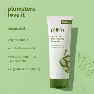 Plum Green Tea Pore Cleansing Face Wash - Acne Face Wash, Oily Skin Face Wash for Women & Men 100 ml - Face Wash & Cleansers