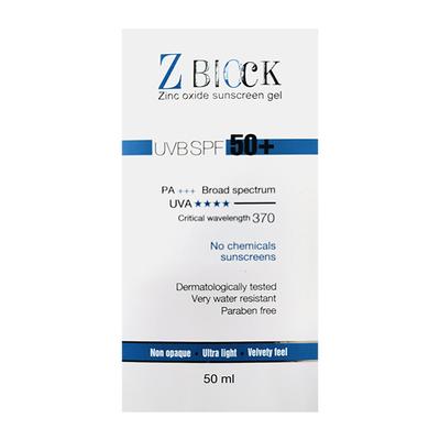 Z BLOCK UVB SPF 50+ PA+++ Sunscreen Gel 50ml - Sunscreen Preparations-Oth
