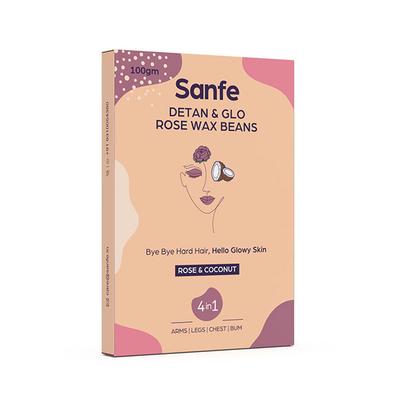 Sanfe Detan & Glo Rose Wax Beans - Rose & Coconut 100 gm - Hair Removal Accessories