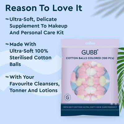 Gubb Coloured Cotton Balls - 100 Pcs 1's - Cotton Balls