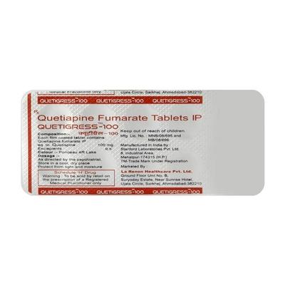 Quetigress 100mg Tablet 10'S - Schizophrenia-Aps