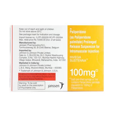Invega Sustenna 100mg Injection(Pfs) 1's - Psychosis-Ans