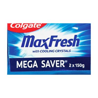Colgate Max Fresh with Cooling Crystals Blue Gel Toothpaste - Peppermint Ice (Pack of 2 x 150 g) - Toothpaste