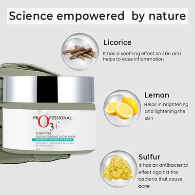 Professional O3+ Dermal Zone Purifying Sulfur Cooling Facial Mask 50 gm - Masks & Peels