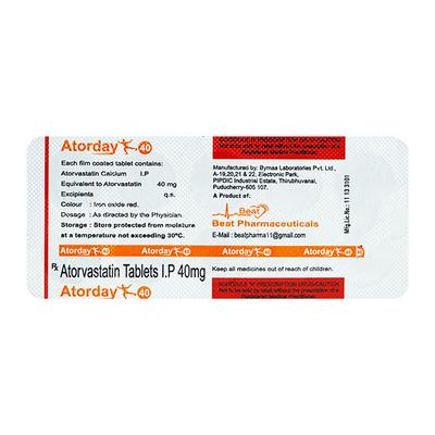 ATORDAY 40mg Tablet 10's - High Cholesterol-Dys