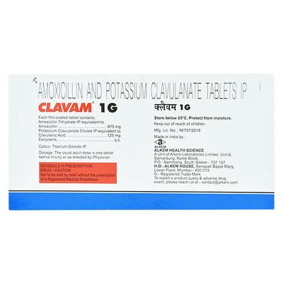 CLAVAM 1gm Tablet 10's - Bacterial Infections-Pen
