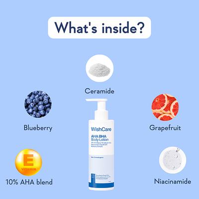 Wishcare AHA + BHA Exfoliating Body Lotion-Provides Deep Hydration & Detan Skin (200ml) - Lotions & Creams