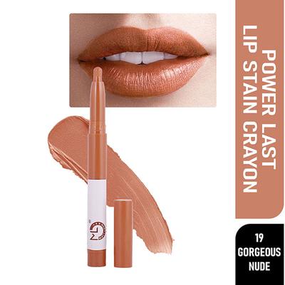 Matt Look Power Last Lip Stain Crayon Lipstick& Luxurious Creamy Matte, Gorgeous Nude 1.3 gm - Lip Crayons