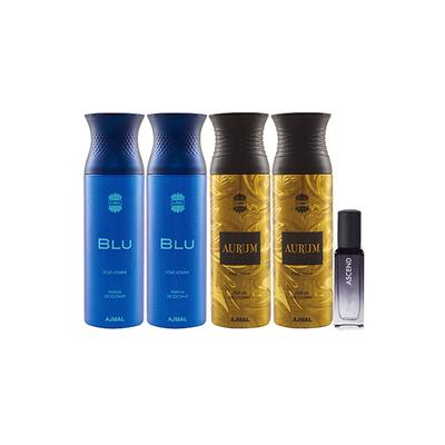 Ajmal 2 Blu & 2 Aurum Deo & Ascend EDP Pack of 5 20 ml - Women Perfumes (Edt/Edp)