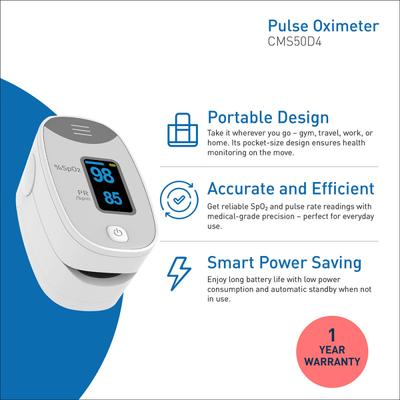 Omron CMS50D4 Finger Pulse Oximeter Blood Oxygen SpO2 Sports and Aviation Monitor 1's - Blood Glucose Monitors/Test Strips