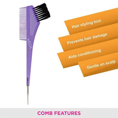 Vega Tail Comb (With Dye Brush) (1293N) 28 gm - Hair Combs